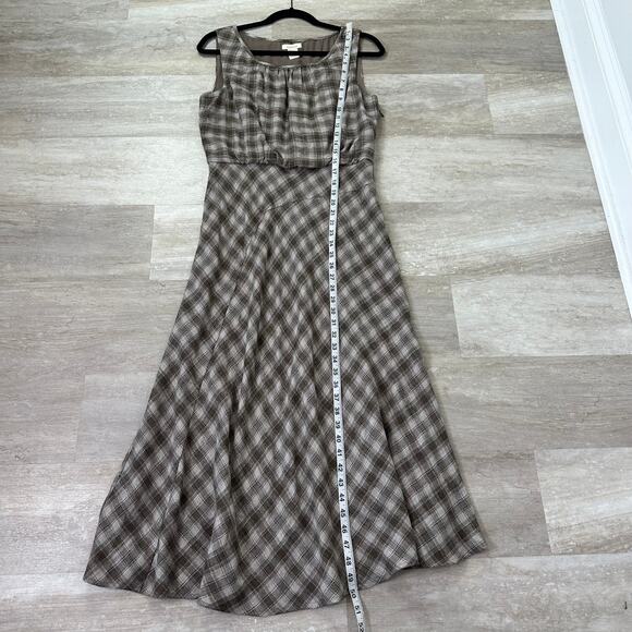 Sundance Gray Neutral Plaid North Fork midi Dress - Picture 9 of 9